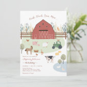 Farm Party Animals Kids Birthday Invitation Kaart (Staand voorkant)