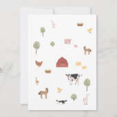 Farm Party Animals Kids Birthday Invitation Kaart (Achterkant)