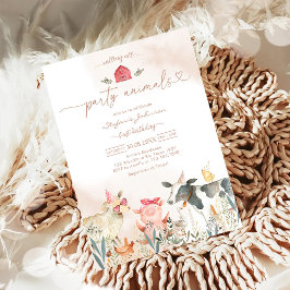 Farm Party Animals Kids Birthday Invitation Kaart