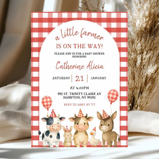 Farm Party Baby Shower Invitation Kaart