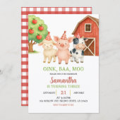 Farm Party Birthday Invitation Kaart (Voorkant / Achterkant)