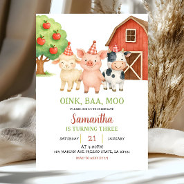 Farm Party Birthday Invitation Kaart