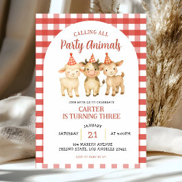 Farm Party Calling All Party Animals Birthday Kaart