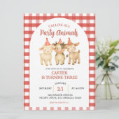 Farm Party Calling All Party Animals Birthday Kaart (Staand voorkant)