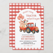 Farm Party First Birthday Invitation Kaart (Voorkant / Achterkant)
