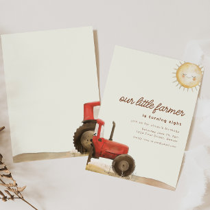 Farm Ranch Themed Birthday Invite with Tractor Kaart