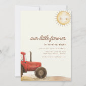 Farm Ranch Themed Birthday Invite with Tractor Kaart (Voorkant)
