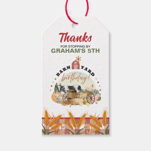 Farm Theme Birthday Favour Tags Cadeaulabel (Voorkant)