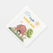 Farm Three I-E-I-O 3rd Birthday Servet (Hoek)