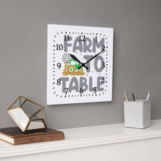 Farm to Table Tractor Windmill Vierkante Klok (Kantoor)