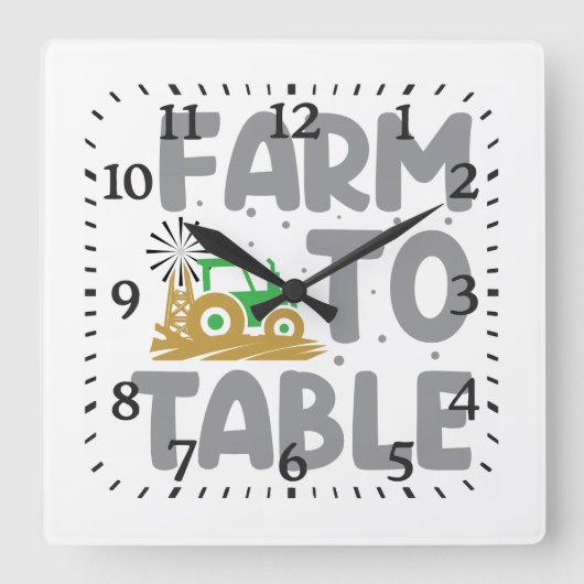 Farm to Table Tractor Windmill  Vierkante Klok (Voorkant)