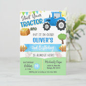 Farm tractor boy ANY AGE birthday invitation. Kaart (Staand voorkant)