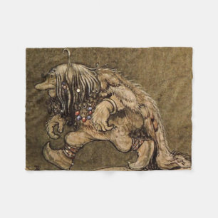 "Farm Troll" door Zweedse kunstenaar John Bauer Fleece Deken