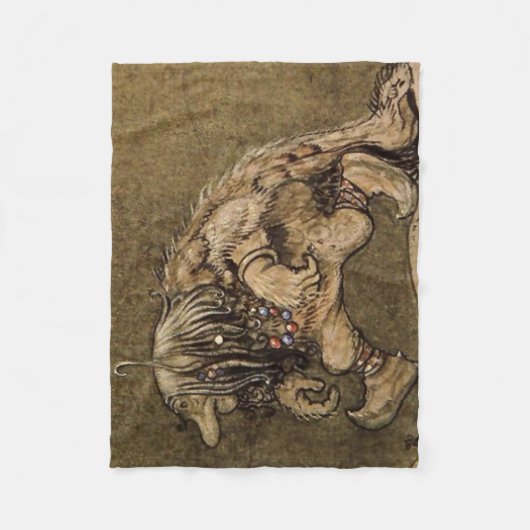 "Farm Troll" door Zweedse kunstenaar John Bauer Fleece Deken (Voorkant)