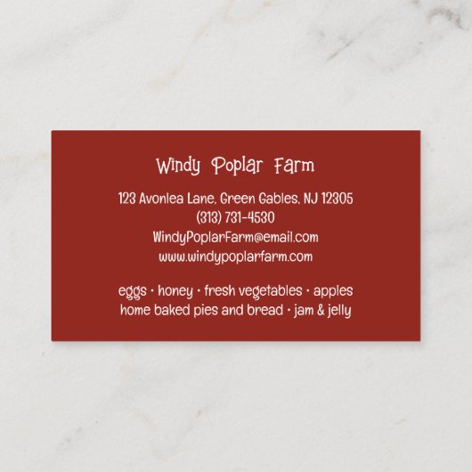 Farm Visitekaartje (Achterkant)