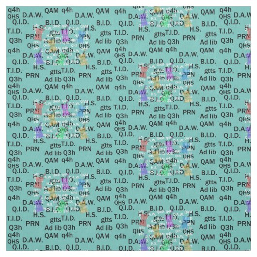 Farmaceut Fabric Afkortingen Blauwgroen Stof (Swatch)