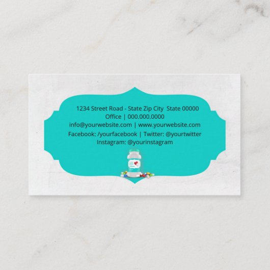 Farmaceuticus Aquamarine Visitekaartje (Achterkant)