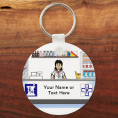 Farmaceuticus - Vrouw Cartoon door PrintedPerfecti Sleutelhanger (Voorkant)