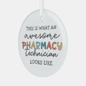 Farmaceutisch technicus Geweldige farmacie Tech Fu Glas Ornament (Voorkant links)