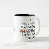 Farmaceutisch technicus Geweldige farmacie Tech Fu Tweekleurige Koffiemok (Voorkant rechts)