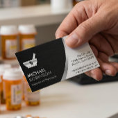 Farmaceutische apotheker Logo - Modern Black Silve Visitekaartje Magneet