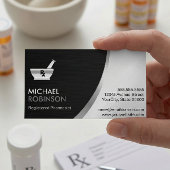 Farmaceutische apotheker Logo - Modern Black Silve Visitekaartje Magneet