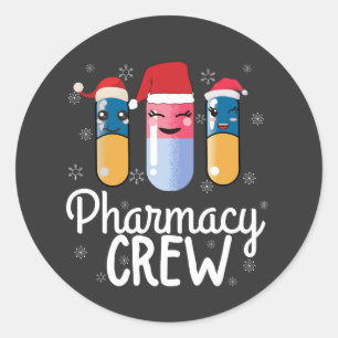 Farmaceutische bemanning. Kerst-T-Shirt apotheker Ronde Sticker