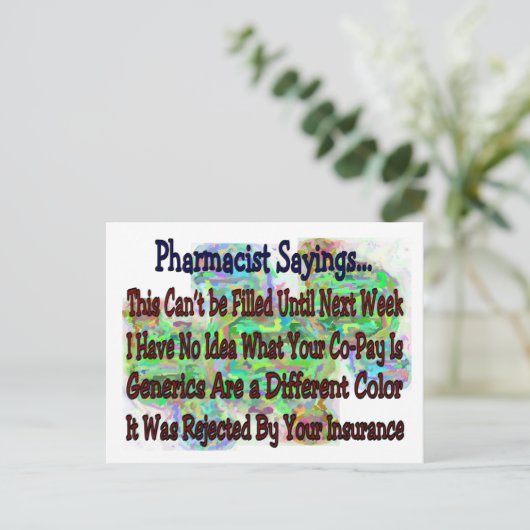 Farmaceutische gezegden: "Je weet dat je apotheker Briefkaart (Staand voorkant)