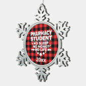 Farmaceutische studie Geen Slaap-Geld Leven Rood G Tin Sneeuwvlok Ornament (Rechts)