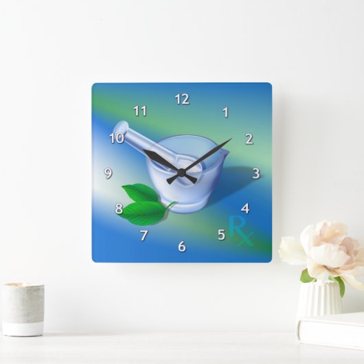 Farmaceutische symbool vierkante klok (Huis)