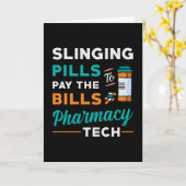 Farmaceutische technicus die pillen verkoopt kaart (Gele Bloem)