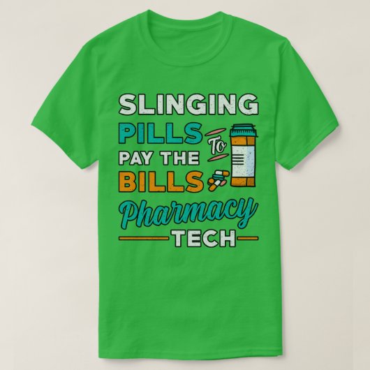Farmaceutische technicus die pillen verkoopt t-shirt (Design voorkant)