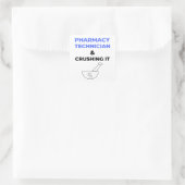 Farmaceutische technicus en drukkerij 2 vierkante sticker (Tas)