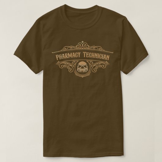 Farmaceutische technicus  label met schedelontwerp t-shirt (Design voorkant)