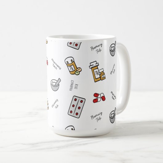 Farmaceutische technische pictogrammen koffiemok (Voorkant rechts)