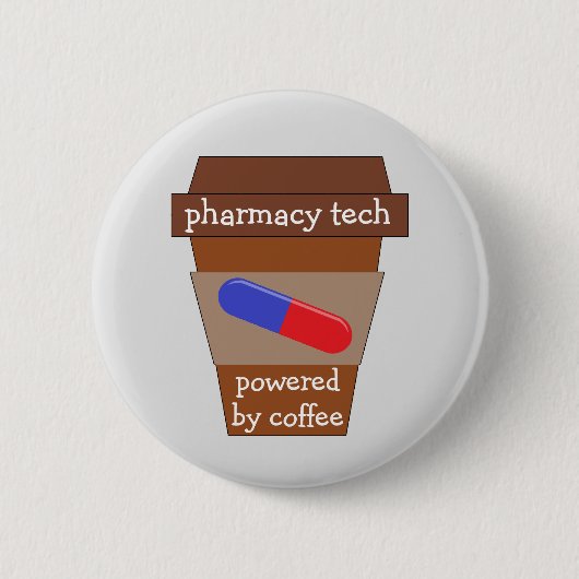 Farmaceutische technologie met koffie ronde button 5,7 cm (Voorkant)