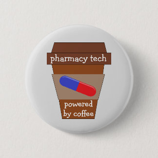 Farmaceutische technologie met koffie ronde button 5,7 cm