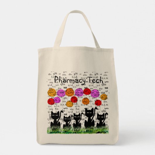 Farmaceutische vorm met rx afkortingen en katten tote bag (Achterkant)