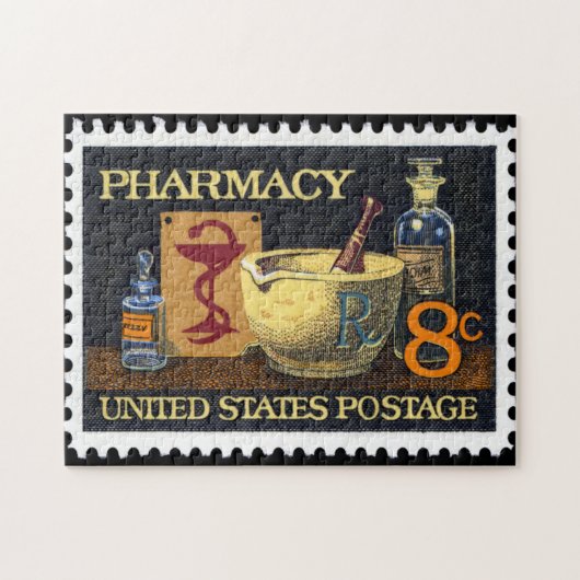 Farmaceutische vorm Stamp~Pharmacoloog ~Druggist~A Legpuzzel (Horizontaal)