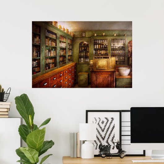 Farmaceutische vorm - zaal - het dispensarium poster (Thuiskantoor)