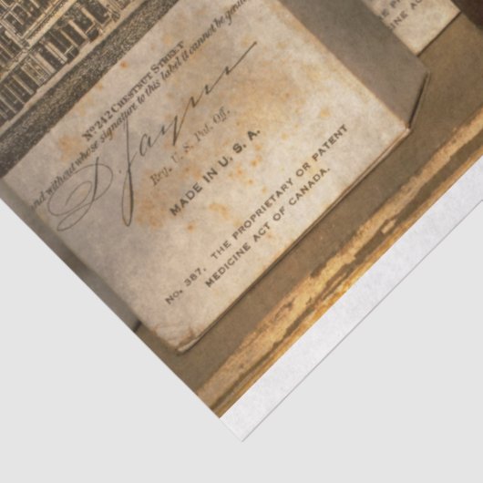 Farmacie - Dingen in flessen en dozen Tissuepapier (Detail)