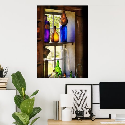 Farmacie - kleurrijk glaswerk poster (Thuiskantoor)