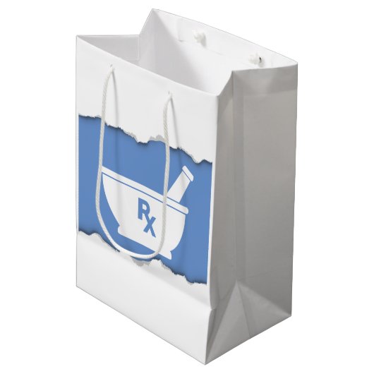 Farmacie Mortar en Pestle Symbool Martelen eruit Medium Cadeauzakje (Voorkant Gekanteld)