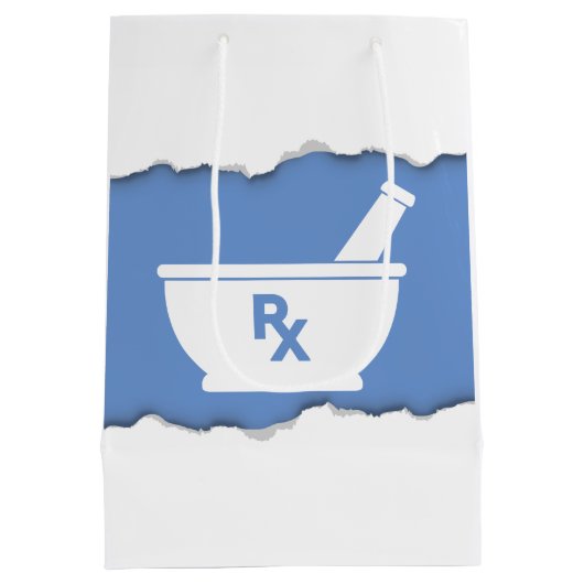 Farmacie Mortar en Pestle Symbool Martelen eruit Medium Cadeauzakje (Achterkant)