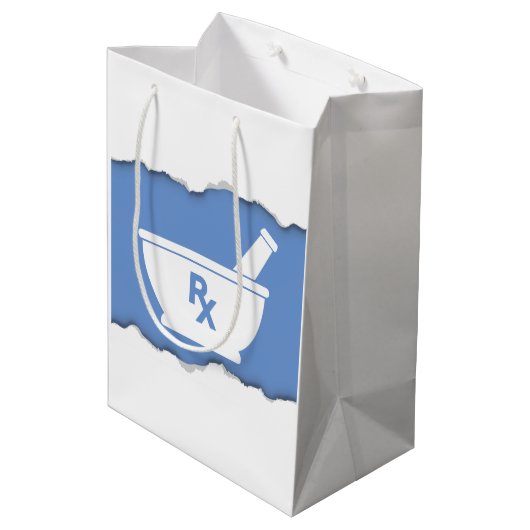 Farmacie Mortar en Pestle Symbool Martelen eruit Medium Cadeauzakje (Achterkant Gekanteld)