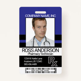 Farmacie Technicus Fotobadge - Blauw en Zwart Badge