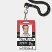 Farmacie Technicus Fotobadge - Donkerrood & Zwart Badge (Front with Lanyard)