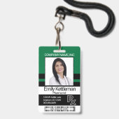 Farmacie Technicus Fotobadge - Groen en Zwart Badge (Voorzijde met lanyard)