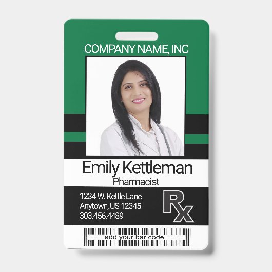 Farmacie Technicus Fotobadge - Groen en Zwart Badge (Voorzijde)