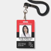 Farmacie Technicus Fotobadge - Rood en Zwart Badge (Voorkant met koord)